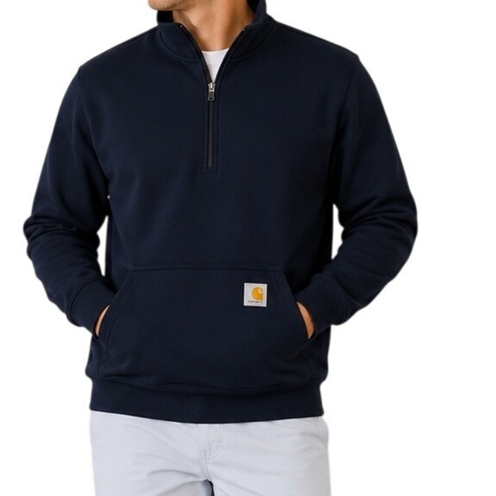 Carhartt Navy Blue Loose Fit Quarter Zip Pullover Men's Small